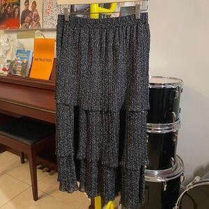 AliceBlue White Polka Dot Black Skirt (Size M)